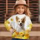 Girls' 3D Floral Dog Sweatshirt Pullover Long Sleeve 3D Print Fall Winter Fashion Streetwear Adorable Polyester Kids 3-12 Years Crew Neck Outdoor Casual Daily Regular Fit