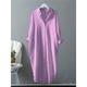 Women's Plus Size Curve Shirt Dress Casual Dress Shift Dress Solid Color Long Dress Maxi Dress Long Sleeve Button Shirt Collar Basic Outdoor Black White Spring Summer L XL XXL 3XL 4XL