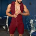 Mens Hooded Sleeveless Onesie Stretchy Jumpsuit Breathable Tight Onesies with Zipper