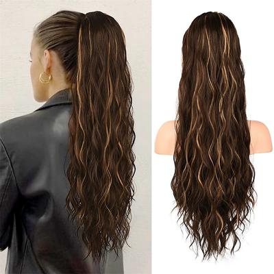 Ponytail Extension 26 Inch Drawstring Ponytail Hair Extensions for WomenLong Curly Wavy Ponytail Natural Wavy Synthetic Hairpiece for Women Daily Use party