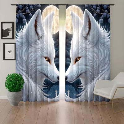 2 Panels Curtains For Living Room Bedroom, Wolf Curtain Drapes for Bedroom Door Kitchen Window Treatments Thermal Insulated Room Darkening