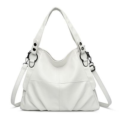 Women's Burgundy Faux Leather Shoulder Bag – Large Capacity Handbag with Detachable Strap for Work Travel