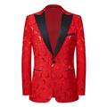 Men's Party Business Blazer Regular Regular Fit Plants Black White Red Dark Navy 2024