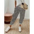 Women's Linen Pants Faux Linen Striped Lines / Waves White Blue Stylish Natural Full Length Casual Daily Wear Spring, Fall, Winter, Summer