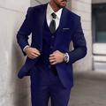 Royal Blue Sky Blue Purple Men's Wedding Suits 3 Piece Solid Colored Standard Fit Single Breasted One-button 2024