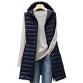 Women's Quilted Vest Winter Sleeveless Puffer Coat Fall Lightweight Windproof Warm Gilet Zipper Hoodied Coat Fashion Daily Street Outerwear Grey