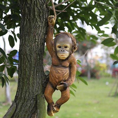 Garden Animal Outdoor Ornaments Decor Resin Monkey Statue DIY Statue Family Miniature Dollhouse Garden Ornament Accessories for Yard Lawn Patio Decorations and Gift