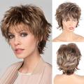 Gray Wigs Short Grey Wigs for White Women Pixie Cut Wig with Bangs Gray Hair Wigs for Women Gray Ombre Synthetic Curly Hair Wig Gray Pixie Wigs for White Women Fluffy Layered Synthetic Hair Ash Blac