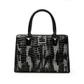 Women's Handbag PU Leather Daily Large Capacity Geometric Crocodile Snake Print Black / White Black Gold