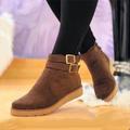 Women's Boots Suede Shoes Plus Size Outdoor Office Daily Booties Ankle Boots Winter Buckle Flat Heel Round Toe Casual Walking Faux Suede Zipper Light Brown Black Light Blue