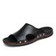 Men's Slippers Flip-Flops Leather Shoes Leather Sandals Slides Walking Casual Daily Beach Leather Breathable Loafer Dark Brown Black Yellow Summer