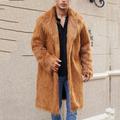 Men's Winter Coat Winter Jacket Faux Fur Coat Outdoor Daily Wear Warm Pocket Fall Winter Plain Fashion Streetwear Lapel Regular Black White Yellow Brown Light Grey Jacket