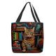 Women's Tote Shoulder Bag Canvas Tote Bag Polyester Shopping Daily Holiday Print Large Capacity Foldable Lightweight Cat Character Red Blue Green