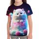 Kids Girls' T shirt Graphic Outdoor 3D Print Short Sleeve Crewneck Active 7-13 Years Summer White Pink Wine