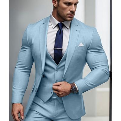 Men's Wedding Homecoming Suits Black Pink Business Casual Daily Solid Colored Tailored Fit 3 Piece Single Breasted Two-buttons