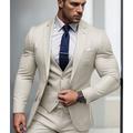 Black White Ivory Men's Wedding Homecoming Suits Solid Colored 3 Piece Business Casual Daily Formal Tailored Fit Single Breasted Two-buttons 2024