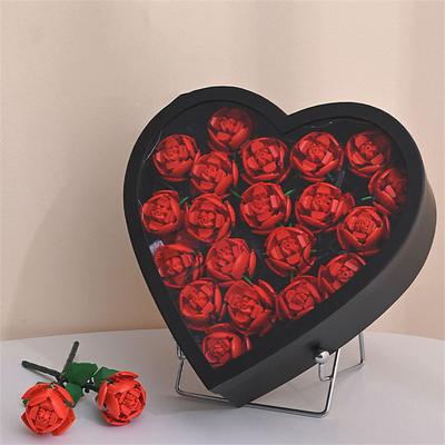 Women's Day Gifts Qixi Gift Heart-shaped Cuddle Bucket Immortal Flower Building Block Flower Rose Assembly Gift Boudoir Expressing Love Flower Box Valentine's Day Mother's Day Gifts for MoM