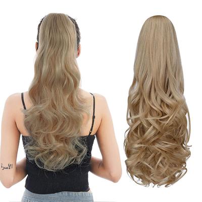 Ponytail ExtensionsHair Extension Ponytail 22 Long Claw Hair Extension Synthetic Wavy Straight Hairpieces Ponytail Clip in Ponytail Wig Daily Fluffy Pony Tail for Women4.8 OZ Brown