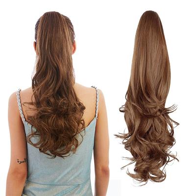 Ponytail ExtensionsHair Extension Ponytail 22 Long Claw Hair Extension Synthetic Wavy Straight Hairpieces Ponytail Clip in Ponytail Wig Daily Fluffy Pony Tail for Women4.8 OZ Brown