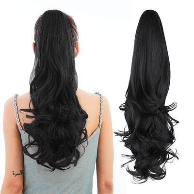 Ponytail ExtensionsHair Extension Ponytail 22 Long Claw Hair Extension Synthetic Wavy Straight Hairpieces Ponytail Clip in Ponytail Wig Daily Fluffy Pony Tail for Women4.8 OZ Brown