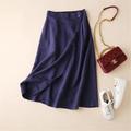 Women's Skirt A Line Midi High Waist Skirts Pocket Solid Colored Casual Daily Weekend Summer Cotton Linen Linen Basic Casual Apricot Black Navy Blue Green