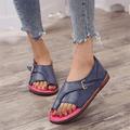 Women's Sandals Flat Sandals Orthopedic Sandals Bunion Sandals Plus Size Outdoor Daily Beach Color Block Summer Flat Heel Open Toe Classic Casual Minimalism Faux Leather Buckle BlackGray redgreen