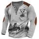 Men's Henley Shirt Graphic Horse Henley Clothing Apparel 3D Print Outdoor Daily Long Sleeve Button-Down Print Fashion Designer Comfortable