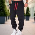 Men's Sweatpants Joggers Trousers Drawstring Elastic Waist Solid Color Comfort Breathable Casual Daily Streetwear Cotton Blend Sports Fashion Black-White Black Micro-elastic