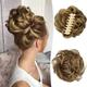 Claw Clip Hair Piece 100% Real Human Hair Buns Wavy Curly Chignon Hair Bun Extensions Tousled Updo Hair Buns Claw Ponytail Hairpieces Hair Scrunchie with Clip for Women