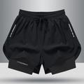 Men's Athletic Shorts Running Shorts Gym Shorts Sports Going out Weekend Breathable Quick Dry Running Casual Pocket Drawstring Elastic Waist Plain Knee Length Gymnatics Activewear Black / White Black