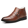 Men's Boots Dress Shoes Winter Boots Fleece lined Walking Vintage Casual Outdoor Daily Leather Warm Height Increasing Comfortable Loafer Black Brown Fall Winter