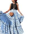 Women's Skirt Swing Long Skirt Maxi Skirts Ruched Layered Print Polka Dot Solid Colored Vacation Weekend Spring Summer Polyester Gopi Dress Long Summer White Yellow Pink Blue