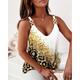 Women's Tank Top Camisole Leopard Holiday White Green Print Sleeveless Basic Neon Bright V Neck Regular Fit