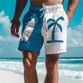 Palm Tree Surfboard Men's Resort 3D Printed Board Shorts Swim Trunks Elastic Waist Drawstring with Mesh Lining Aloha Hawaiian Style Holiday Beach S TO 3XL