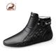 Men's Boots Retro Handmade Shoes Beck Shoes Fleece lined Vintage Daily Rubber Nappa Leather Warm Booties / Ankle Boots Zipper Black White Winter
