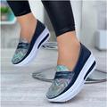 Women's Sneakers Slip-Ons Plus Size Slip-on Sneakers Solid Colored Flat Heel Sporty PU Leather Loafer Black Silver Champagne