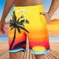 Mens Swim Shorts with Pockets Quick Dry Swim Trunks with Mesh Lining Coconut Tree Hawaiian Shorts Board Shorts Waterproof Beach Swimwear