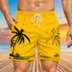 Mens Swim Shorts with Pockets Quick Dry Swim Trunks with Mesh Lining Coconut Tree Hawaiian Shorts Board Shorts Waterproof Beach Swimwear