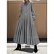 Women's Shirt Dress Casual Dress Swing Dress Maxi long Dress Outdoor Daily Vacation Polyester Fashion Classic Shirt Collar Pleated Button Long Sleeve Fall Winter 2023 Loose Fit Gray Pure Color M