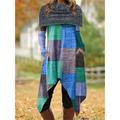 Women's Plaid Dress Casual Dress Plaid Print Patchwork Cowl Neck Midi Dress Streetwear Street Holiday Long Sleeve Loose Fit Red Blue Purple Fall Winter S M L XL XXL