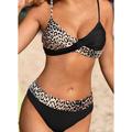 Women's Swimwear Bikini 2 Piece Normal Swimsuit 2 Piece Leopard Strap Vacation Sexy Bathing Suits