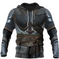 Men's Hoodie Pullover Hoodie Sweatshirt 1 2 3 4 5 Hooded Graphic Armor Viking Lace up Casual Daily Holiday 3D Print Sportswear Casual Big and Tall Spring Fall Clothing Apparel Hoodies Sweatshirts