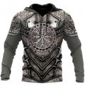 Men's Hoodie Pullover Hoodie Sweatshirt 1 2 3 4 5 Hooded Graphic Armor Viking Lace up Casual Daily Holiday 3D Print Sportswear Casual Big and Tall Spring Fall Clothing Apparel Hoodies Sweatshirts