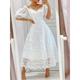 Women's Lace Dress Swing Dress White Dress Midi Dress Lace Patchwork Street Holiday Date Streetwear Maxi Off Shoulder Half Sleeve Loose Fit White Color S M L XL 2XL Size