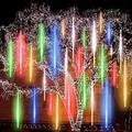 LED Falling Rain Lights 11.8 inch 8 Tubes 144 LED Rain Drop Lights Outdoor Icicle Snow Meteor Shower Lights for Christmas Wedding Party Holiday Garden Decoration