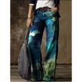 Women's Jeans Bootcut Wide Leg Faux Denim Butterfly Tie Dye Flower / Floral Side Pockets Wide Leg Full Length High Elasticity Mid Waist Fashion Casual Weekend 1 2 S M