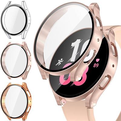 3 Pack Watch Case with Screen Protector Compatible with Samsung Galaxy Watch 5 40mm / Watch 5 44mm / Watch 4 40mm / Watch 4 44mm Scratch Resistant Rugged Bumper Full Cover Tempered Glass / Hard PC