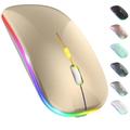 LED Wireless Mouse Slim Silent Mouse 2.4G Portable Mobile Optical Office Mouse with USB and Type-c Receiver 3 Adjustable DPI Levels for Laptop PC Notebook MacBook