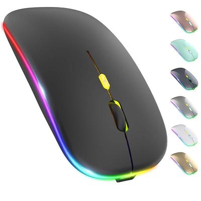 LED Wireless Mouse Slim Silent Mouse 2.4G Portable Mobile Optical Office Mouse with USB and Type-c Receiver 3 Adjustable DPI Levels for Laptop PC Notebook MacBook