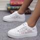 Women's Sneakers Plus Size Canvas Shoes White Shoes Outdoor Daily Solid Colored Hollow-out Wedding Sneakers Summer Flat Heel Round Toe Sporty Basic Casual Walking Lace Canvas Lace-up White